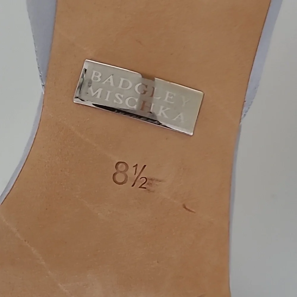 Bagley Mischka Musica Blue Satin Love Knot Open Toe Heels - Picture 8 of 16